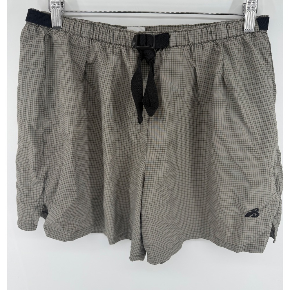Vintage Brooks Mens Running Shorts Small Tan Grid Belted Mesh Liner 5 Inch 0758